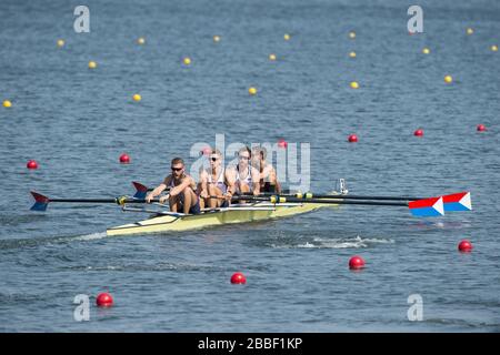 Rio de Janeiro. BRÉSIL. États-Unis - 4- , régate olympique de remorquage 2016. Stade Lagoa, Copacabana, ÒOlympic été GamesÓ Rodrigo de Freitas Lagoon, Lagoa. Heure locale 12:40:11 Samedi 06/08/2016 [crédit obligatoire; Peter SPURRIER/Intersport Images] Banque D'Images