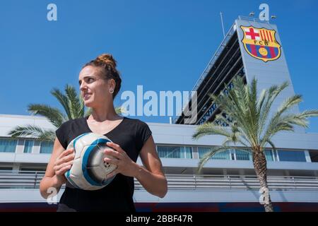 Melanie Serrano. Footballeur espagnol qui joue à gauche pour le FC Barcelona dans la 1ère Division espagnole, et l'équipe nationale espagnole. Banque D'Images