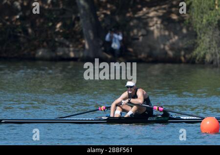 Rio de Janeiro. BRÉSIL NZL M1X. Mahe DRYSDALE. Régate olympique de remorquage 2016. Lagoa Stadium, Copacabana, “Jeux Olympiques d’été” Rodrigo de Freitas Lagoon, Lagoa. Heure locale 10:38:49 Samedi 13/08/2016 [crédit obligatoire; Peter SPURRIER/Intersport Images] Banque D'Images