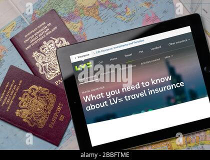 Liverpool Victoria LV site Web d'assurance voyage sur iPad ou tablette. (usage éditorial uniquement) Banque D'Images
