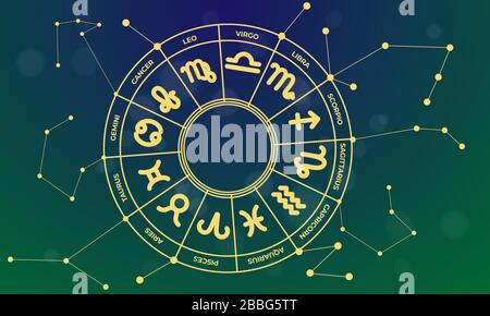 Signes du zodiaque Horoscope set - Astronomie du Cercle du zodiaque avec signes du zodiaque vecteur d'icône Illustration de Vecteur