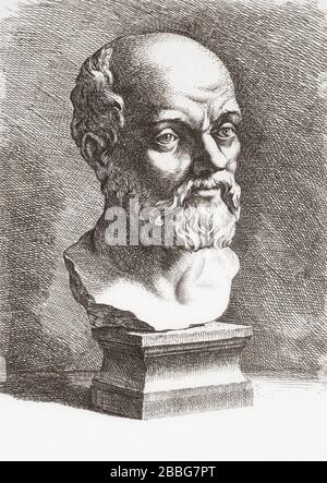 Socrates. c. 470 BC – 399 BC. Philosophe grec classique (Athenian). Après une oeuvre de Jan de Bissop, alias Johannes Episcopius, 1628 - 1671, artiste néerlandais. Banque D'Images