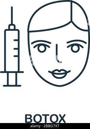 Icône Botox de la collection de chirurgie plastique. Symbole Botox d'élément de ligne simple pour les modèles, la conception Web et les infographies Illustration de Vecteur