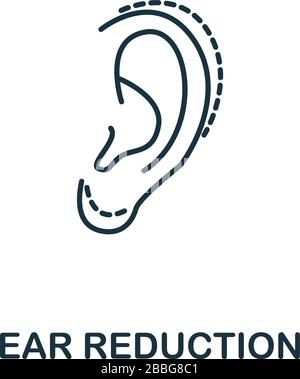 Icône réduction des oreilles de la collection de chirurgie plastique. Symbole de réduction des oreilles à élément de ligne simple pour les modèles, la conception Web et les infographies Illustration de Vecteur