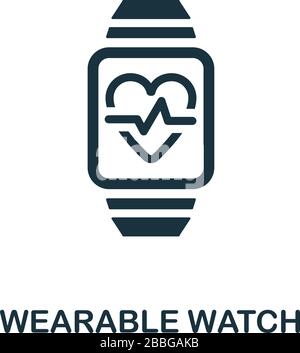 Icône montre portable. Élément simple de la collection de soins de santé numériques. Icône montre Wearable remplie pour les modèles, les infographies et bien plus encore Illustration de Vecteur