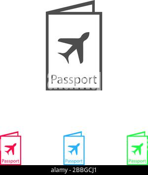 Passeport voyage icône plat. Pictogramme de couleur sur fond blanc. Symbole d'illustration vectorielle et icônes bonus Illustration de Vecteur