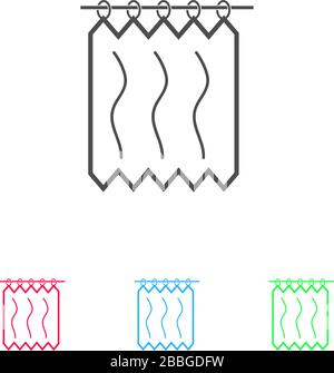 Rideaux de douche icône plat. Pictogramme de couleur sur fond blanc. Symbole d'illustration vectorielle et icônes bonus Illustration de Vecteur