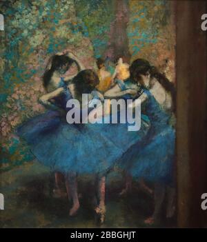 Edgar Degas (1893-1896), artiste impressionniste français, expose dans son exposition au Musée d'Orsay à Paris, France. L'exposition consacrée à la relation passionnée de l'artiste avec le théâtre se déroule jusqu'au 19 janvier 2020. Banque D'Images