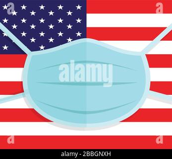 Virus Corona aux États-Unis. 2019-nCoV. Drapeau canadien avec masque de protection. La grippe de coronavirus et la propagation des maladies pulmonaires dans le monde. Dangereux ncov corona chinois Illustration de Vecteur
