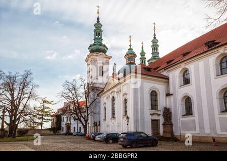 Monastère de Strahov, Prague, République tchèque. Basilique de l'Assomption de notre-Dame Banque D'Images