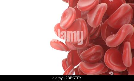 Les globules rouges abstraits se caillot isolé sur fond blanc. Concept microbiologique scientifique et médical. Transfert d'éléments importants dans le Banque D'Images
