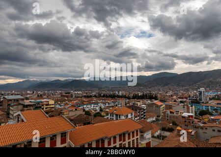 Panoramique Sud - côté est de la ville de Cusco, vue de dessus Banque D'Images