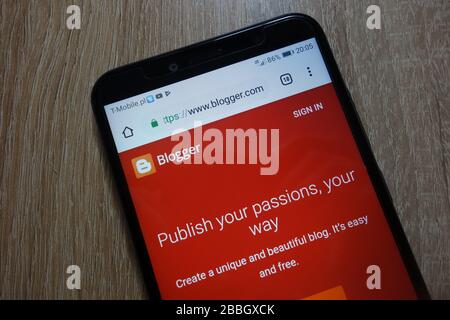Site Web Blogger.com affiché sur le smartphone Banque D'Images