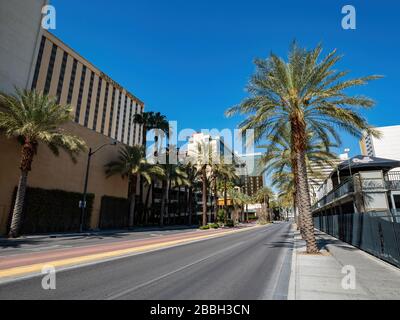 Las Vegas, 30 MARS 2020 - après-midi, paysage urbain de verrouillage spécial du célèbre centre-ville de Las Vegas Banque D'Images