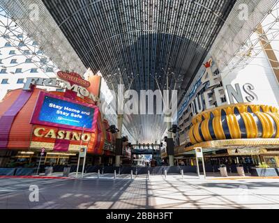 Las Vegas, 30 MARS 2020 - après-midi maintien spécial paysage urbain de la célèbre Fremont Street Experience Banque D'Images