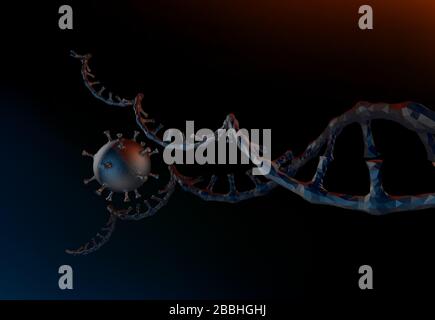 Le coronavirus 2019 modifie l'ADN cellulaire pour l'auto-réplication, un changement dans l'ADN cellulaire. Illustration de Vecteur