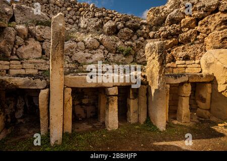 Malte, Gozo: Temples de Ggantija Banque D'Images