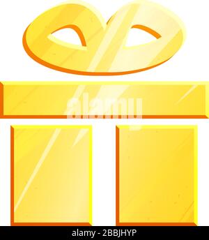 Icône de boîte cadeau Gold pour la conception de concept. Présenter un pictogramme isolé simple. Décoration de Noël élément graphique. Logo Metal Vector surprise. Silhouette de paquet giftbox. Illustration de Vecteur