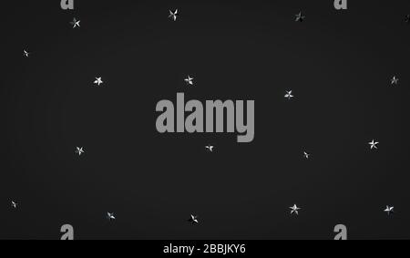 Illustration tridimensionnelle d'étoiles brillantes ciselées en relief sur un fond gris foncé Banque D'Images