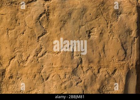 Serpentine Petroglyphes sculptés par les peuples ancestraux de Pueblo, le long de la piste Petroglyph dans le parc historique national de la culture Chaco, Nouveau-Mexique, États-Unis Banque D'Images