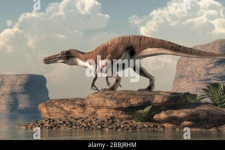 Baryonyx était un grand dinosaure de théropodes carnivores spinosauridés qui vivait à l'époque du Crétacé en Europe. Il est probable chez le poisson et était semi-aquatique. Banque D'Images