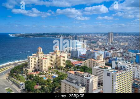 Hôtel national, vue sur towrds El Morro, passé la Havane, Centro, Cuba Banque D'Images