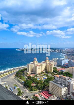 Hôtel national, vue sur towrds El Morro, passé la Havane, Centro, Cuba Banque D'Images