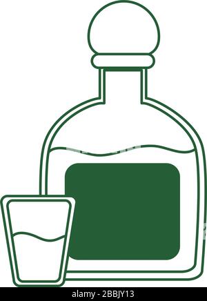 bouteille de tequila et boisson de tir cinco de mayo mexican célébration vectoriel illustration de style icône Illustration de Vecteur