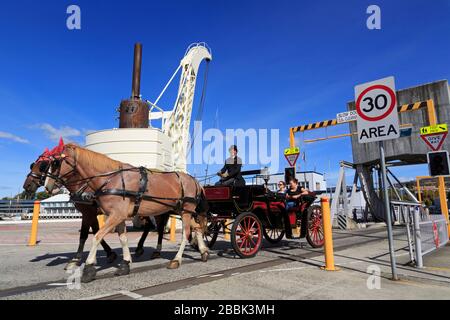 Transport sur Franklin Wharf, Hobart, Tasmanie Island, Australie Banque D'Images