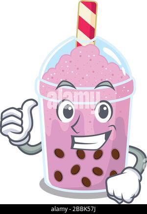 Motif personnage de dessin animé Taro Bubble Tea, pour un bon geste Illustration de Vecteur