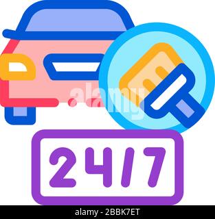 illustration vectorielle d'icône de lavage de voiture 24 heures Illustration de Vecteur
