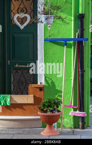 Maison à Burano, Venise après l'inondation Banque D'Images