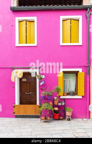 Maison à Burano, Venise après l'inondation Banque D'Images