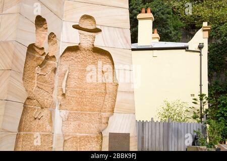 Monument des colons sur Playfair Street, The Rocks District, Sydney, Nouvelle-Galles du Sud, Australie Banque D'Images