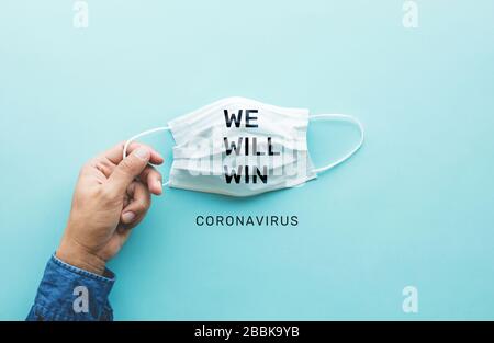 NOUS GAGNERONS sur le coronavirus,covid-19 épidémie dans le monde entier .soins de santé du corps.médical equipment.demand et l'offre.espoir et solution.changement important situa Banque D'Images