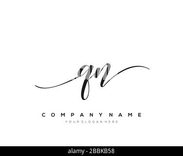 QN lettre initiale écriture logo dessiné à la main modèle vectoriel, logo pour la beauté, cosmétiques, mariage, mode et affaires Illustration de Vecteur