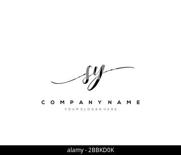 SY lettre initiale écriture logo dessiné à la main modèle vectoriel, logo pour la beauté, cosmétiques, mariage, mode et affaires Illustration de Vecteur