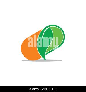 capsule forme de feuille symbole de médecine naturelle coloré logo vecteur Illustration de Vecteur