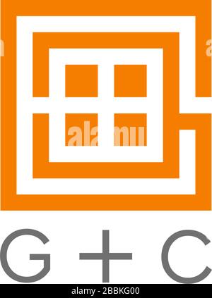 lettre abstraite gc carré fenêtre géométrique logo vecteur Illustration de Vecteur