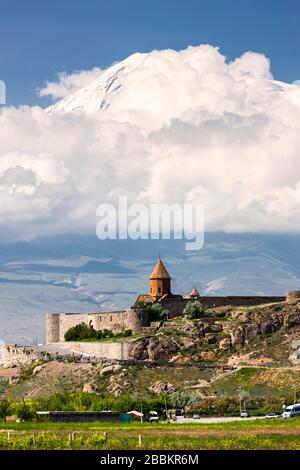 Monastère de Khor Virap et Mont Ararat (Turquie), complexe de monastère arménien, province d'Ararat, Arménie, Caucase, Asie Banque D'Images