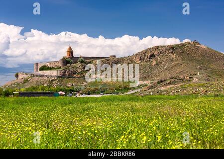 Monastère de Khor Virap et Mont Ararat (Turquie), complexe de monastère arménien, province d'Ararat, Arménie, Caucase, Asie Banque D'Images