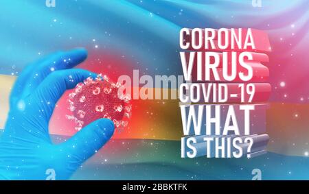 Coronavirus COVID-19, Foire aux questions - quel est le texte, concept médical avec drapeau du Rwanda. Illustration en cas de pandémie. Banque D'Images