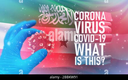 Coronavirus COVID-19, Foire aux questions - quel est le texte, concept médical avec drapeau du Somaliland. Illustration en cas de pandémie. Banque D'Images