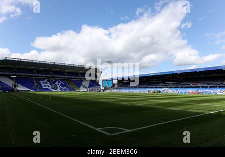 Vue générale de St Andrew's avec le logo Coventry City sur grand écran Banque D'Images