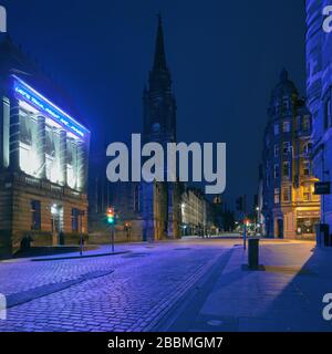 Scène dans la capitale écossaise d'Edimbourg - rues vides pendant l'épidémie de Covid-19. Banque D'Images