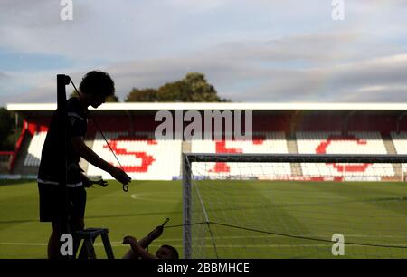 Vue générale du personnel au travail au stade de Lamex Banque D'Images