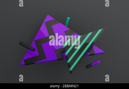 Rendu 3D abstrait, arrière-plan avec formes géométriques, design graphique moderne Banque D'Images