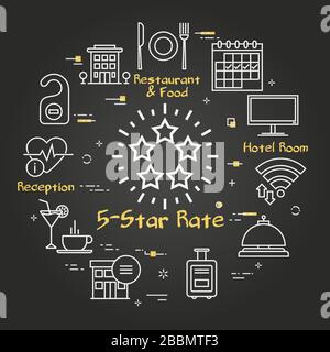 Vector Black Hotel service Square concept d'hôtel cinq étoiles Illustration de Vecteur