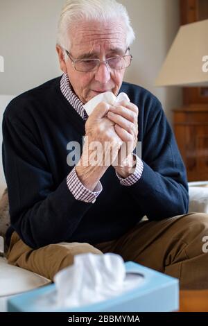 Man à la souffrance avec le virus du rhume ou de la grippe Banque D'Images