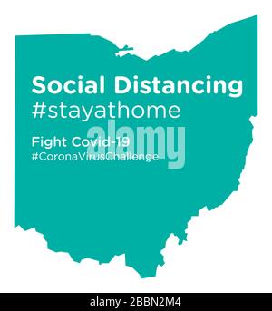 Ohio State map with social Distancing stayathome tag Illustration de Vecteur